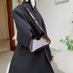 Women's Transparent Shopper Bag Solid Shoulder Underarm Phone Bag