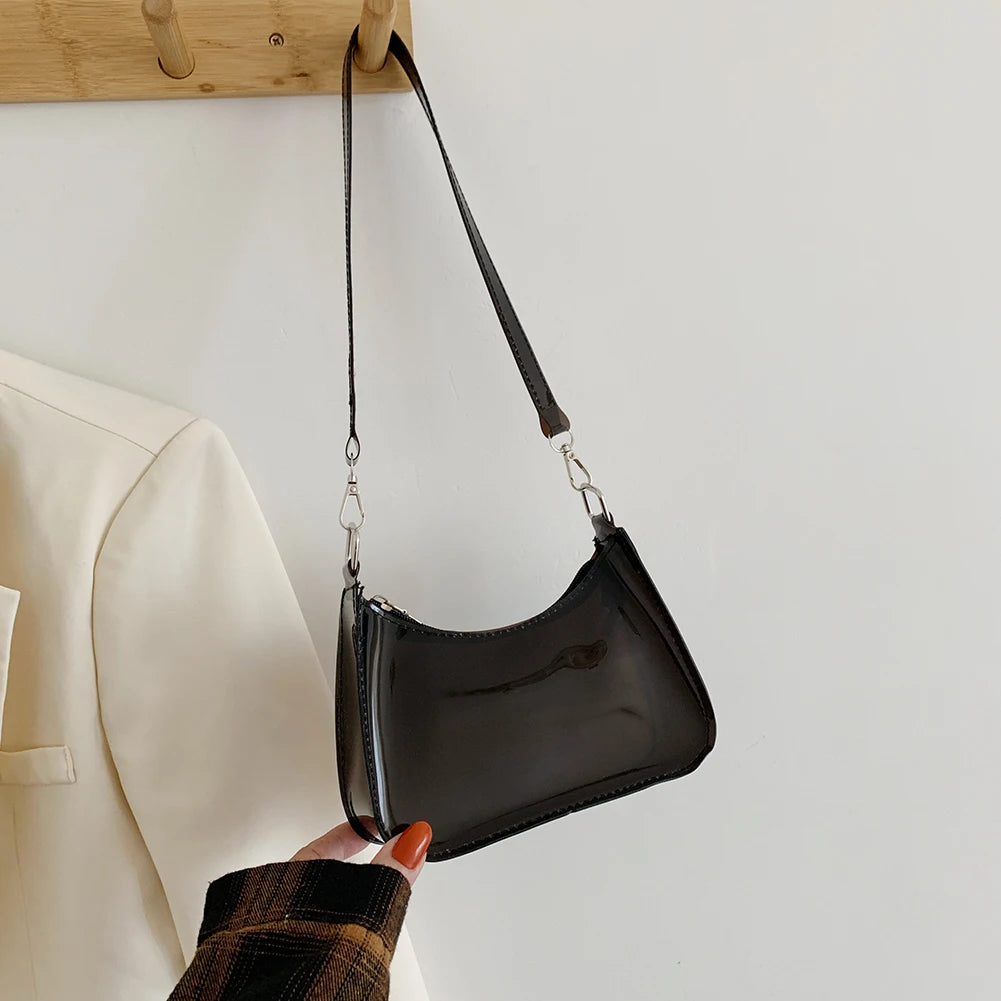Women's Transparent Shopper Bag Solid Shoulder Underarm Phone Bag