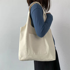 Canvas Commuter Vest Bag Cotton Series Handbag Tote School Bag 1PC