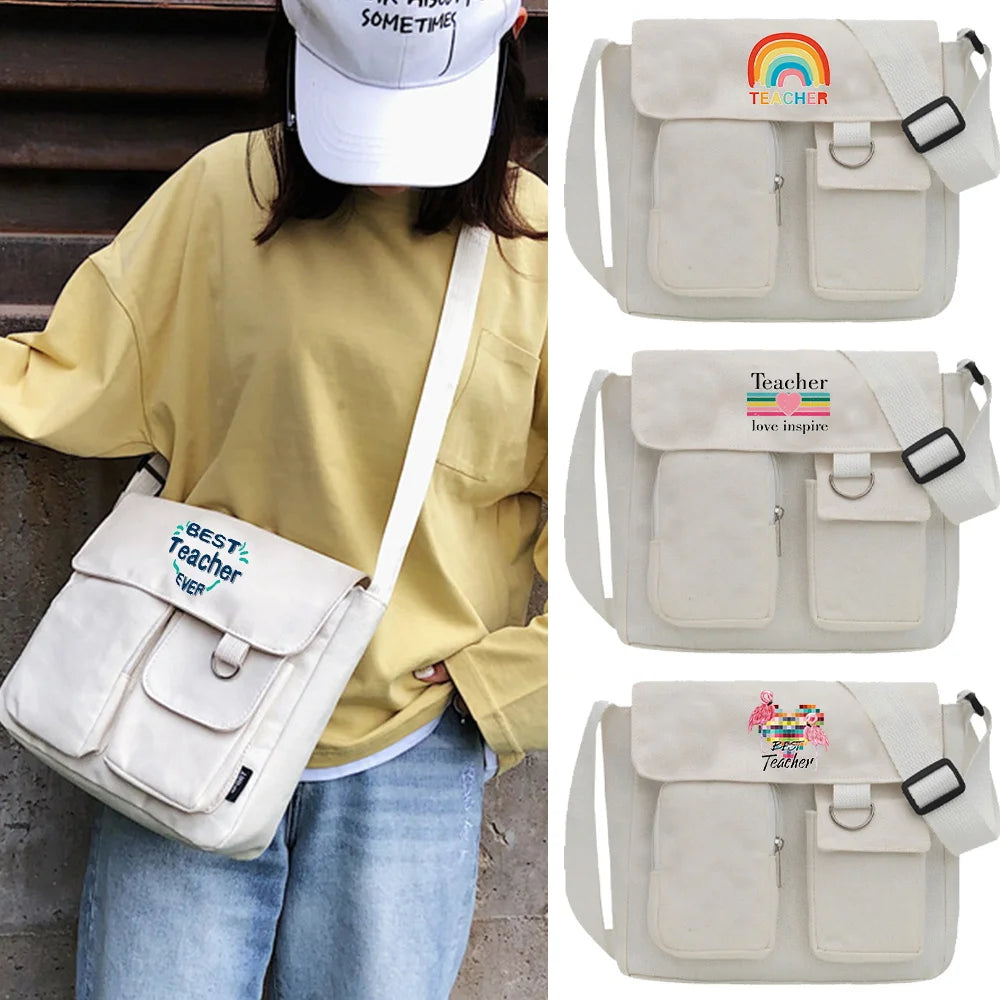 Canvas Messenger Bag Teacher Series Large Capacity Handbag