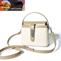 Cowhide Shoulder Bag Handbag Square Ladies Tote Leather Crossbody Bag