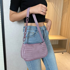Crocodile Pattern Shoulder Bag Chain Small Square Handbags