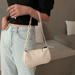 Crocodile Pattern Shoulder Bag Chain Small Square Handbags