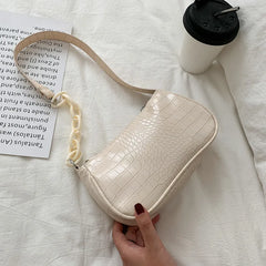 Crocodile Pattern Shoulder Bag Chain Small Square Handbags