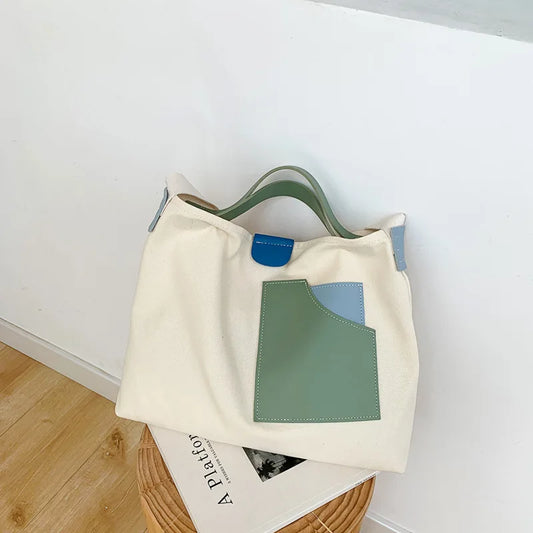 Canvas Shoulder Bag Large Capacity for School and Work