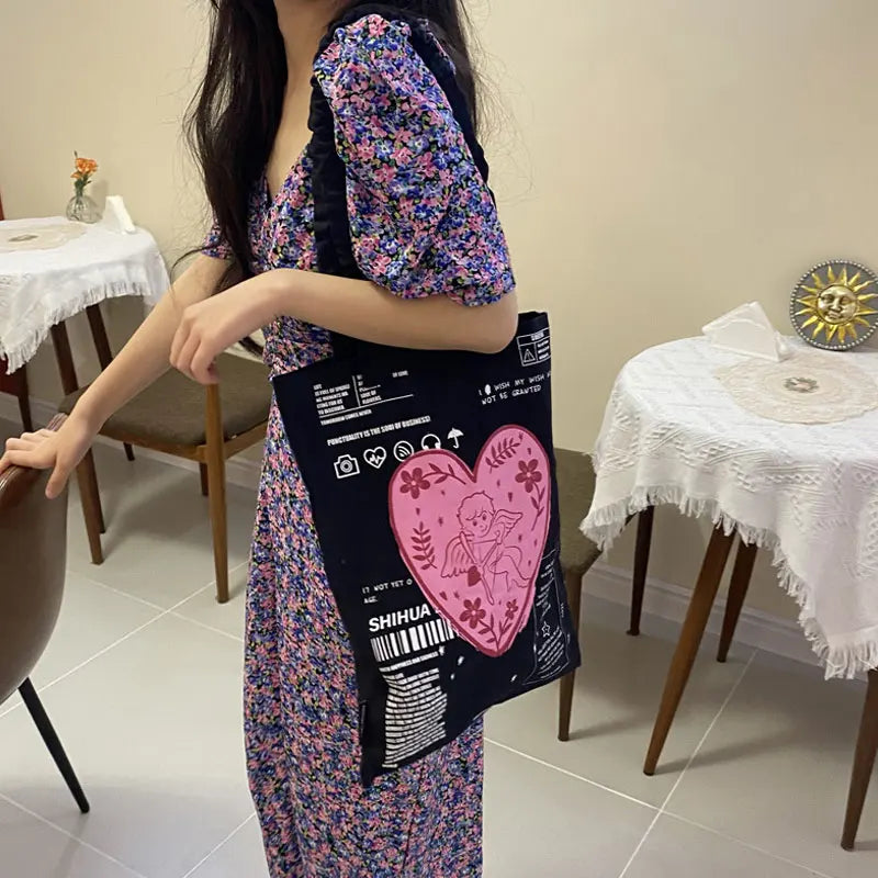 Graffiti Clash Shoulder Bag Large Capacity Canvas Shopping Bag