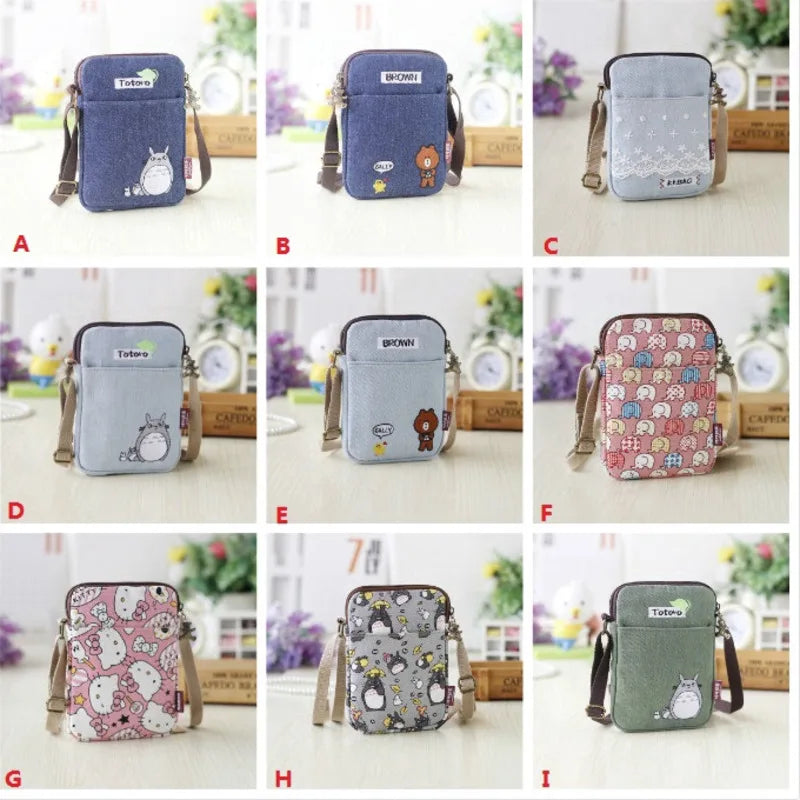 Totoro Canvas Sling Bag with Phone Mini Style