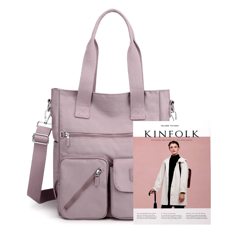 High Top-handle Nylon Shoulder Bag for Women