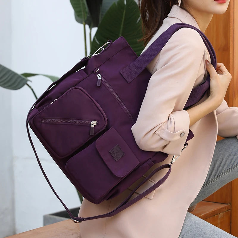 High Top-handle Nylon Shoulder Bag for Women