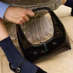 Women's PU Leather Shoulder Bag Vintage Patent Underarm Bags