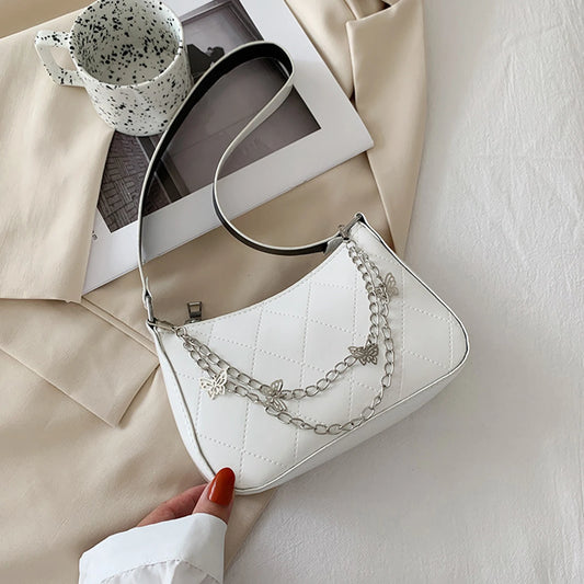 Vintage Butterfly Chain PU Leather Shoulder Bag