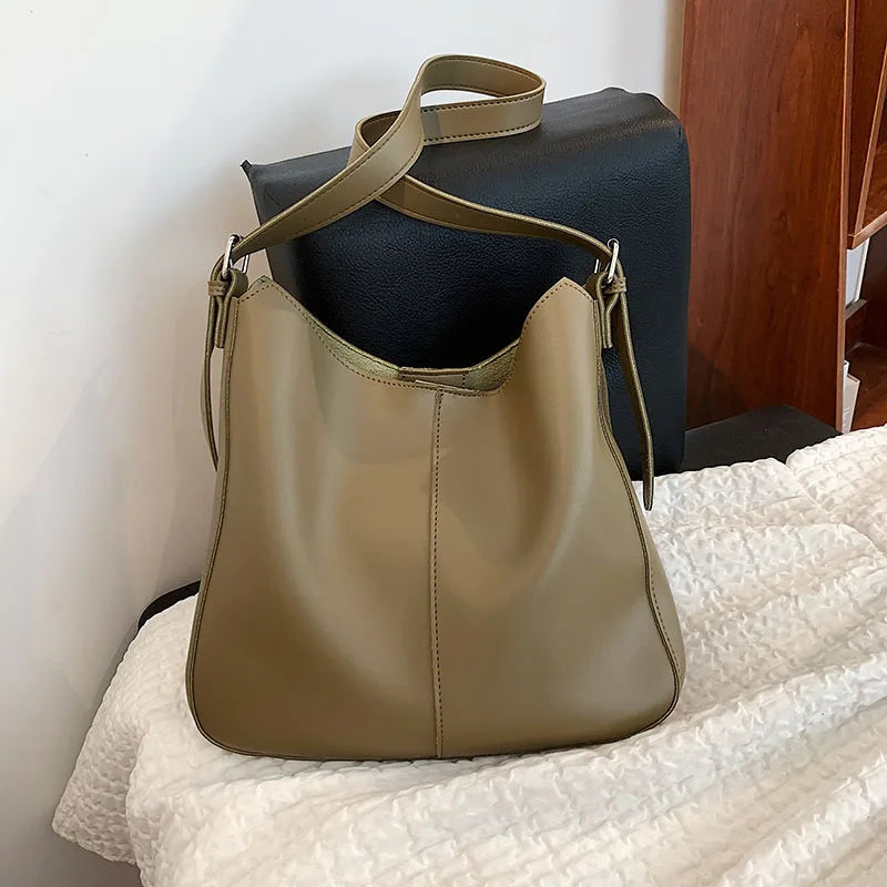 Women's Pu Leather Shopper Bag Big Capacity Crossbody Bucket Totes
