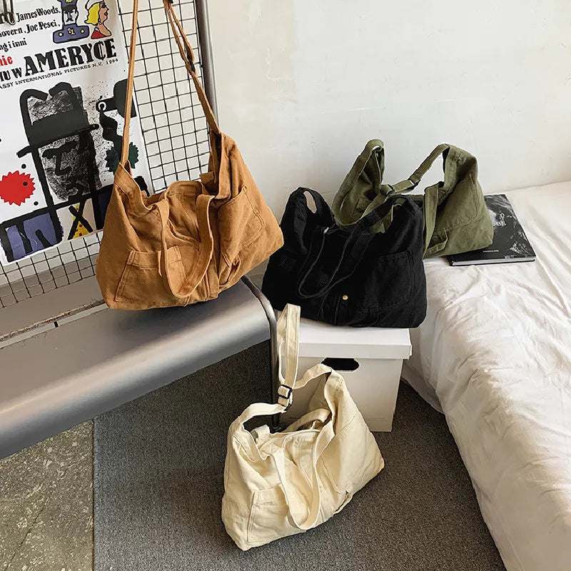 Women's Canvas Shoulder Bag Crossbody Handbag Soft Casual Large Capacity