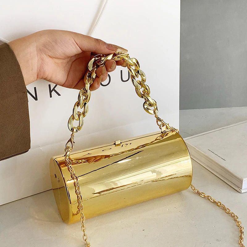 Acrylic Chain Crossbody Bag Cylinder Tote Handbag