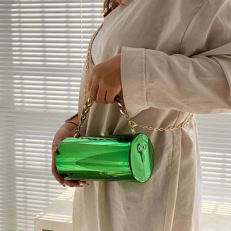 Acrylic Chain Crossbody Bag Cylinder Tote Handbag