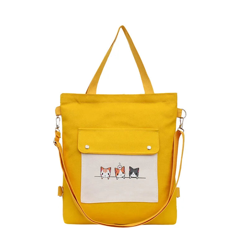 Canvas Crossbody Tote Bag for Women with Long Strap