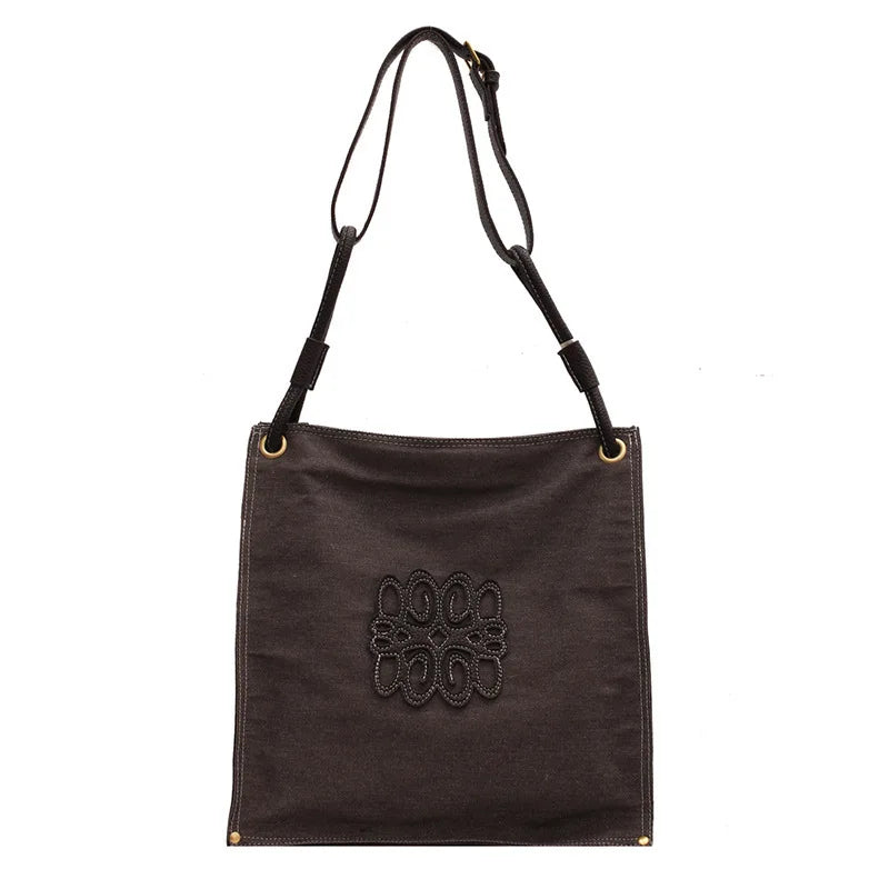 Women's Shoulder Bag Canvas Zipper Tote Solid Large One Shoulder Handbag