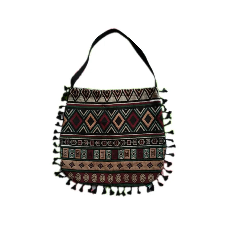 Ethnic Style Tote Bag with Tassels