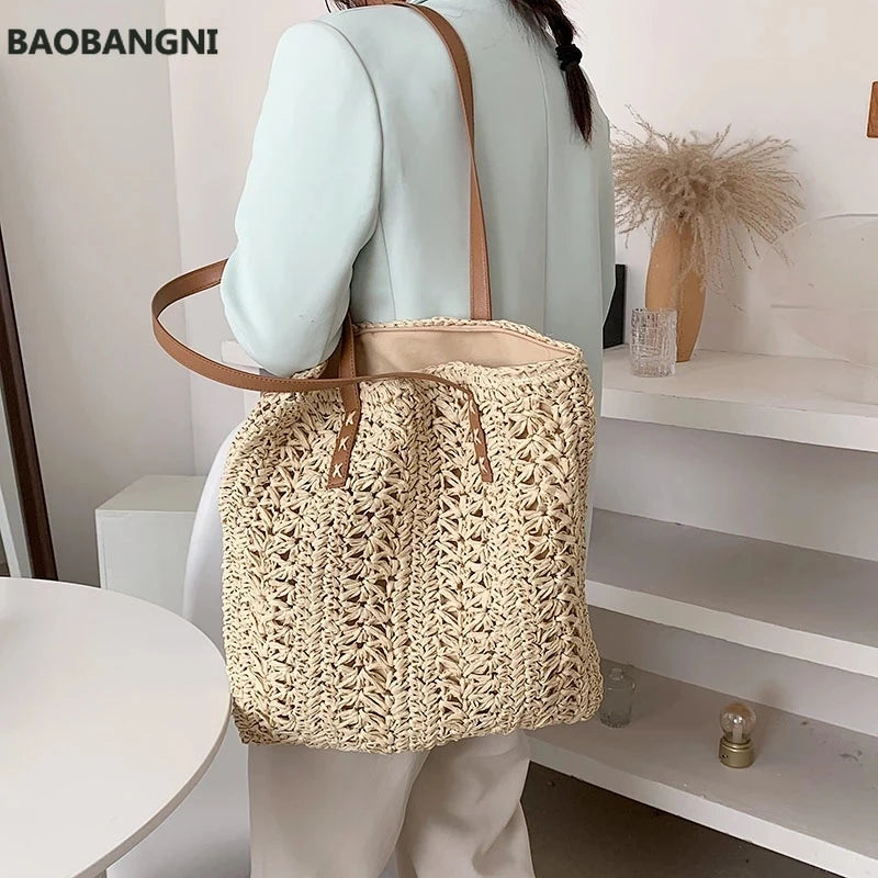 Summer Beach Straw Shoulder Bag Women Handbag Purse Tote