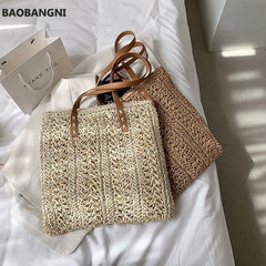 Summer Beach Straw Shoulder Bag Women Handbag Purse Tote