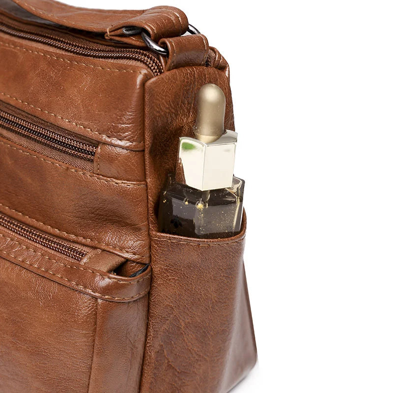 Women's Multi-layer Shoulder Messenger Bag Soft Leather Crossbody