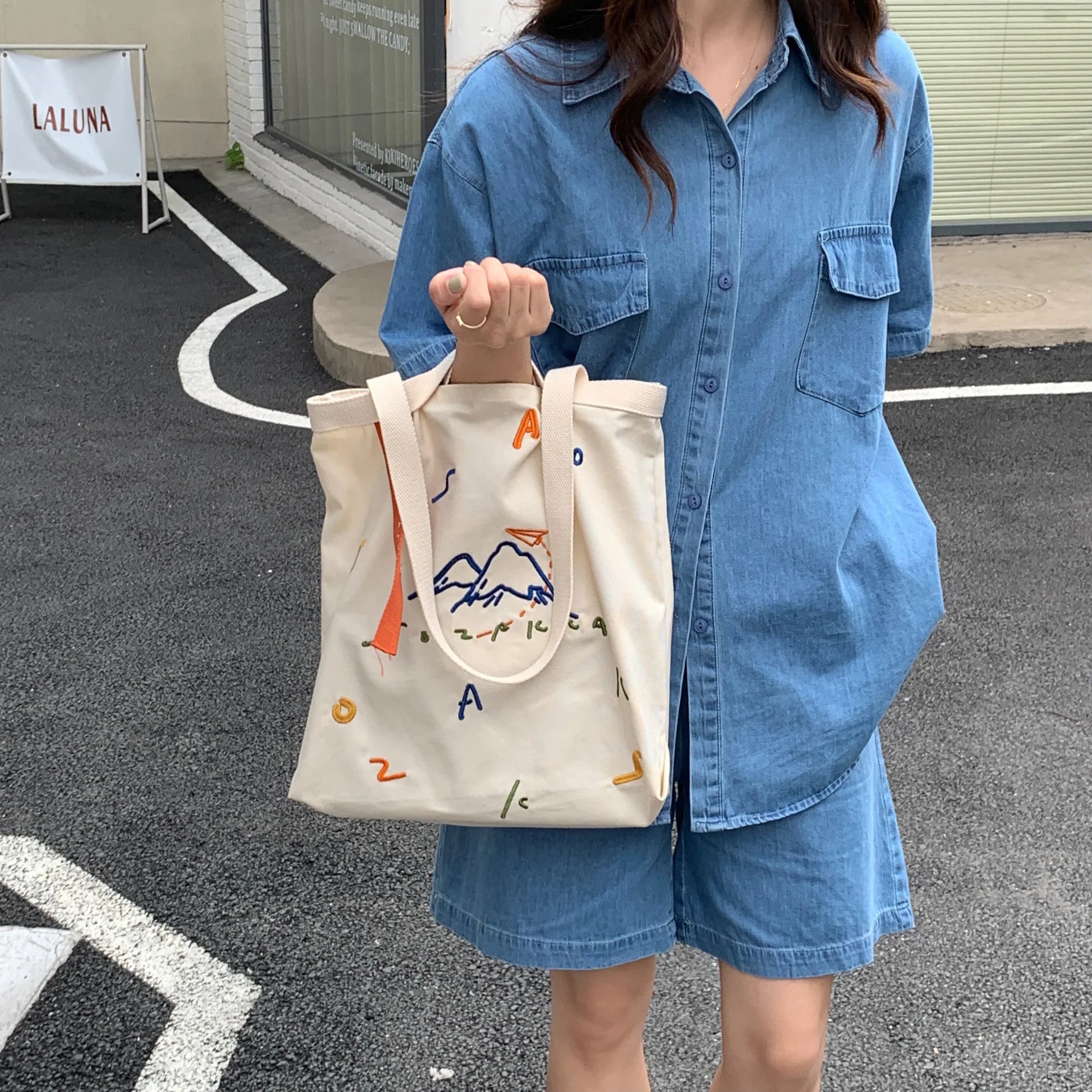 Large Canvas Shoulder Shoppers Handbag Tote Bag for Women