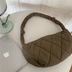 Retro Diamond Shoulder Messenger Bag Nylon Large Capacity Dumpling Bags