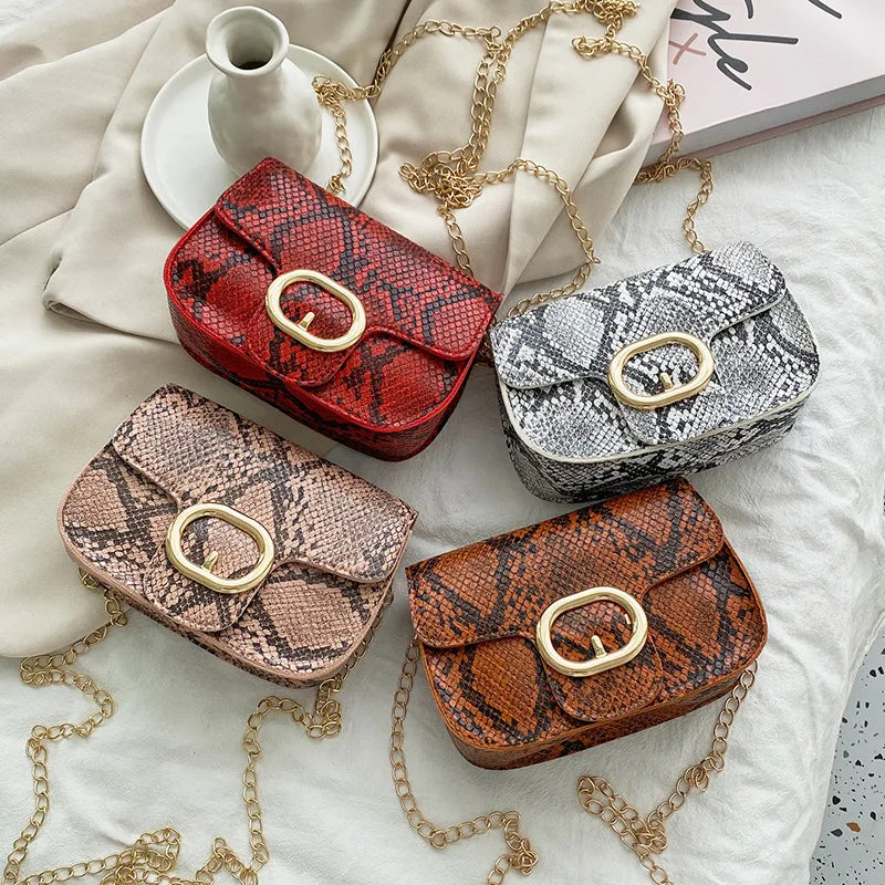 Women's Snake Pattern Shoulder Bag Mini Crossbody Handbag