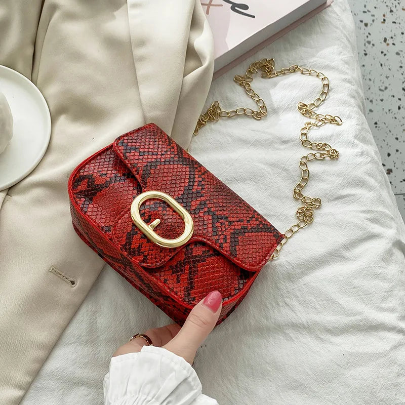 Women's Snake Pattern Shoulder Bag Mini Crossbody Handbag