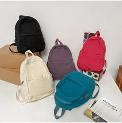 Solid Canvas Backpack Unisex Travel College Schoolbag