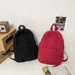Solid Canvas Backpack Unisex Travel College Schoolbag