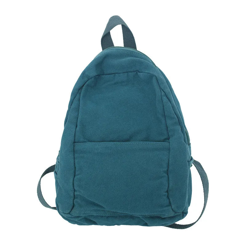 Solid Canvas Backpack Unisex Travel College Schoolbag