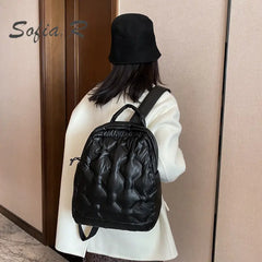 Women's Embroidered Winter Jacket School Bag
