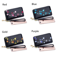 Women's Leather Painted Long Wallet Rfid Ethnic Style Purse