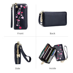Women's Leather Long Wallet Rfid Handbag Ethnic Style Purse