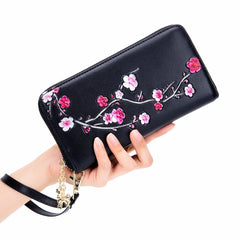 Women's Leather Painted Long Wallet Rfid Ethnic Style Purse