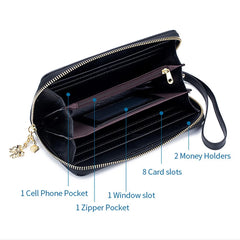 Women's Leather Painted Long Wallet Rfid Ethnic Style Purse