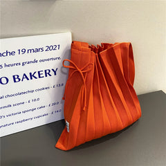 Women's Large Shoulder Bag Solid Foldable Knitting Organ Pleated Shopping Bags