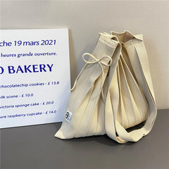 Women's Large Shoulder Bag Solid Foldable Knitting Organ Pleated Shopping Bags