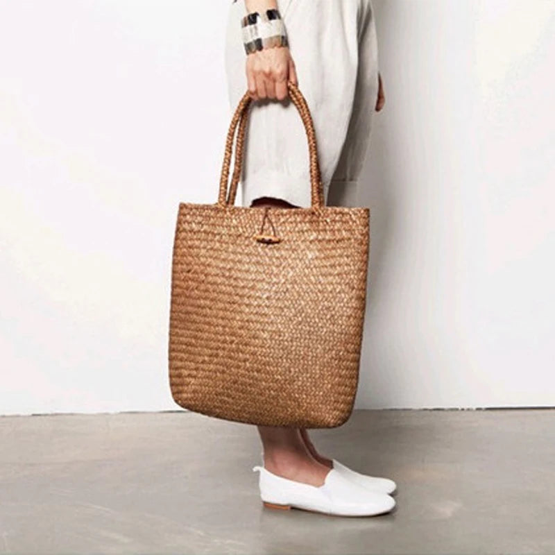 Women's Straw Woven Beach Bag Large Capacity Shoulder Bag