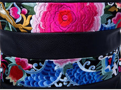Women's Ethnic Stripe Embroidery Bucket Bag