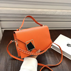 Women's Texture Handbag Contrast Chain Small Square Bag