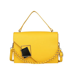 Women's Texture Handbag Contrast Chain Square Bag