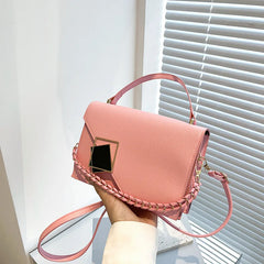 Women's Texture Handbag Contrast Chain Small Square Bag