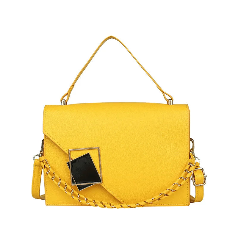 Women's Texture Handbag Contrast Chain Small Square Bag