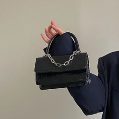 Crocodile Pattern Chain Crossbody Bag Vintage Women's Handbag