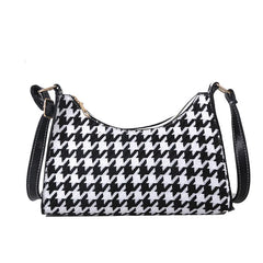 Women's Tote Bag High PU Leather Shoulder Wild Grid Crossbody Handb