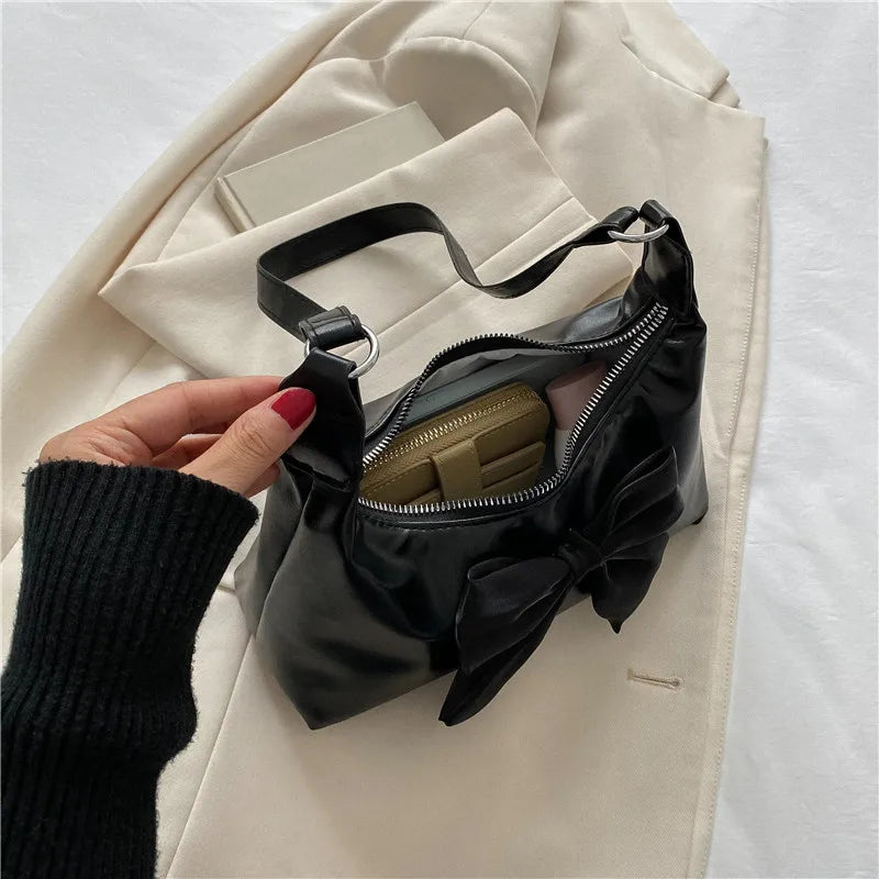 Women's Bow Tie Tote Bag Shoulder Handbag on Sale