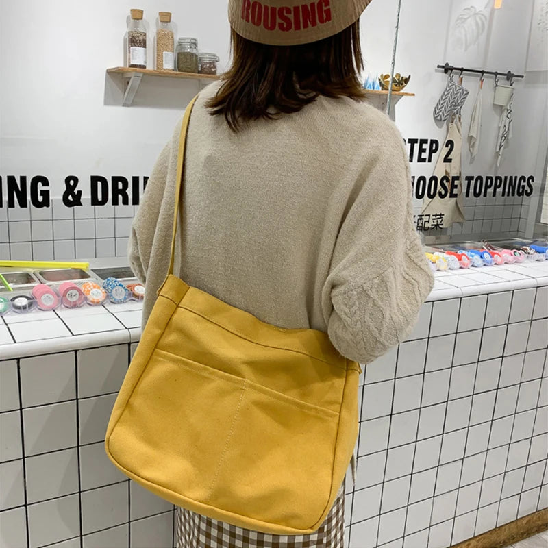 Canvas Crossbody Bag Harajuku Style Schoolbag Handbag