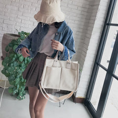 Women's Canvas Tote Bag Large Capacity Crossbody Schoolbag